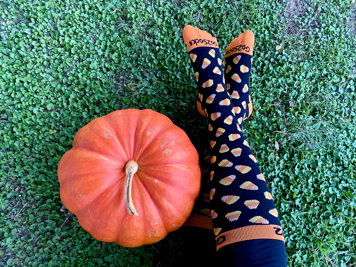 Holiday Compression Socks Unisex | Holiday Candy Corn Black