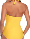 Front Ruched Slimming Swimsuit One-Piece Yellow