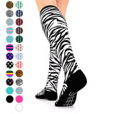 Compression Socks Unisex | Medium Compression | Black with White Zebra