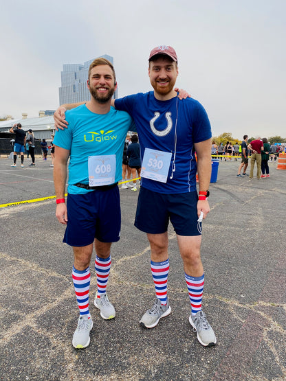 Holiday Compression Socks Unisex | Red, White, and Blue Stripe