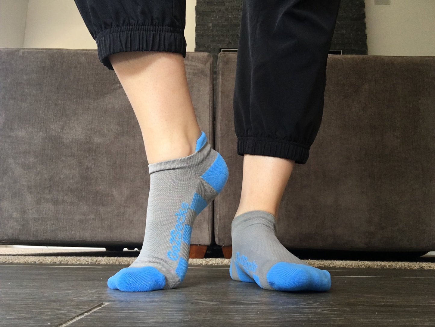 Athletic Low Show Ankle Socks for Men and Women Grey with Blue or Mint 3 Pack