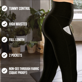 TOWED22 Leggings with Pockets for Women - High Waisted Tummy Control  Workout Yoga Pants Compression Black Leggings(Navy,XL)