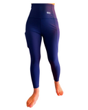 Compression Leggings | High Waist Tummy Control, Smartphone Pockets, Navy Blue Full Length Yoga Pants