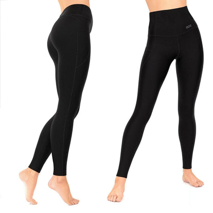 Women's Compression Leggings | High Waist Tummy Control, Smartphone Pockets, Black Full Length Yoga Pants