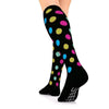 Compression Socks Unisex | Medium Compression | Black with Pastel Multi-Color Polka Dots